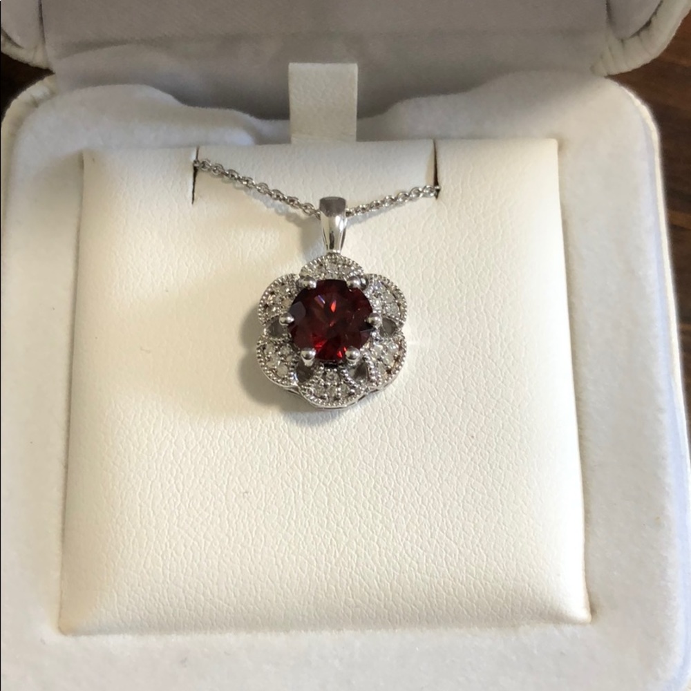 Garnett and Diamond  Necklace